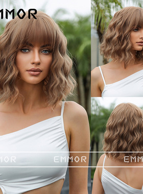 欧美齐刘海短卷发波波头全头套假发Many colors crimp short wigs