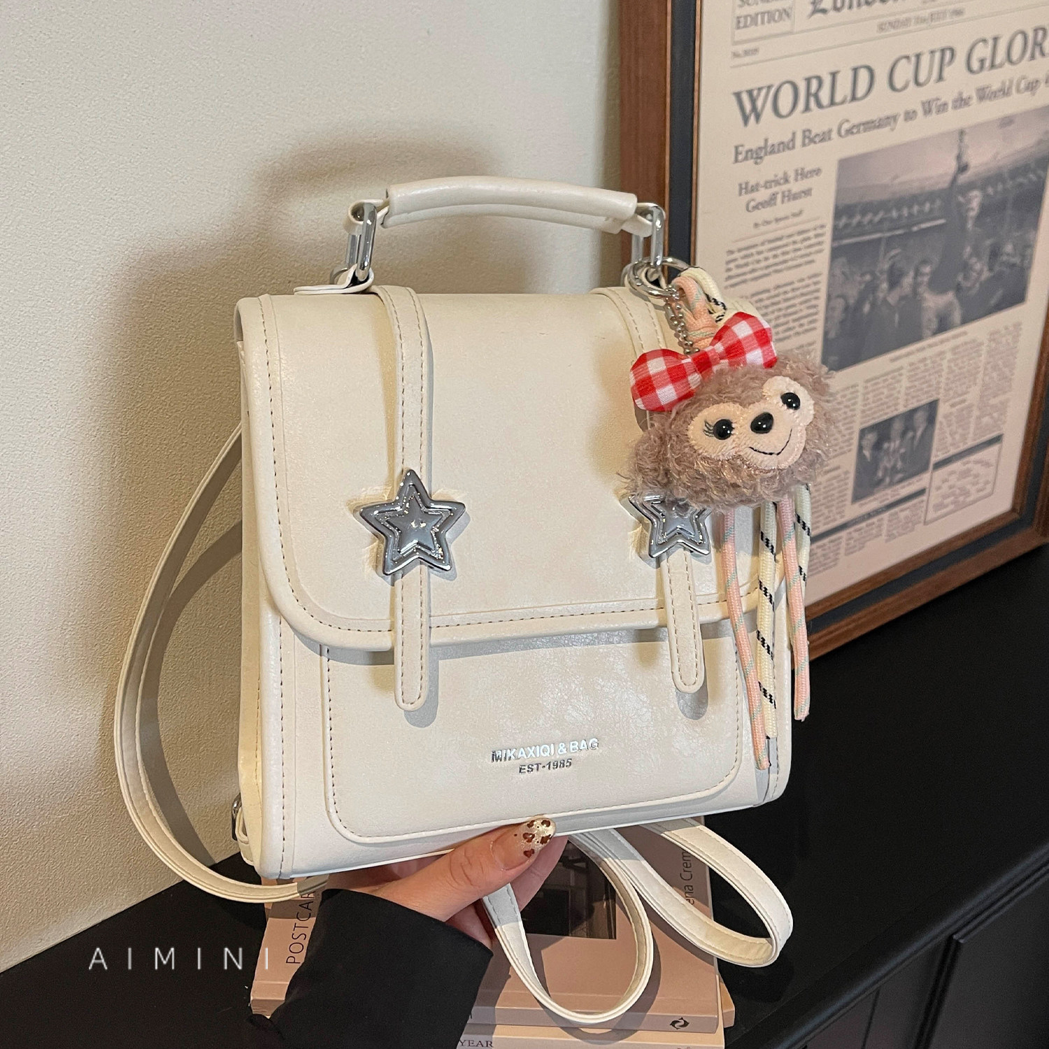 少女风星星双肩包女小型2026春季新款时尚百搭日常通勤旅行小背包