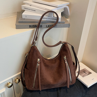 鹿皮绒托特包女多功能单肩双肩包2025秋冬新款时尚百搭通勤斜挎包
