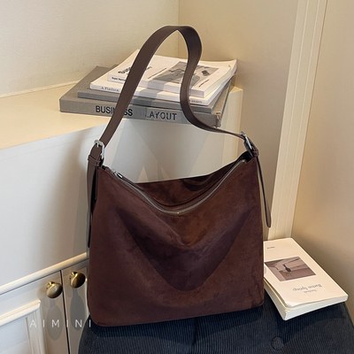 麂皮绒托特包女大容量单肩斜挎包