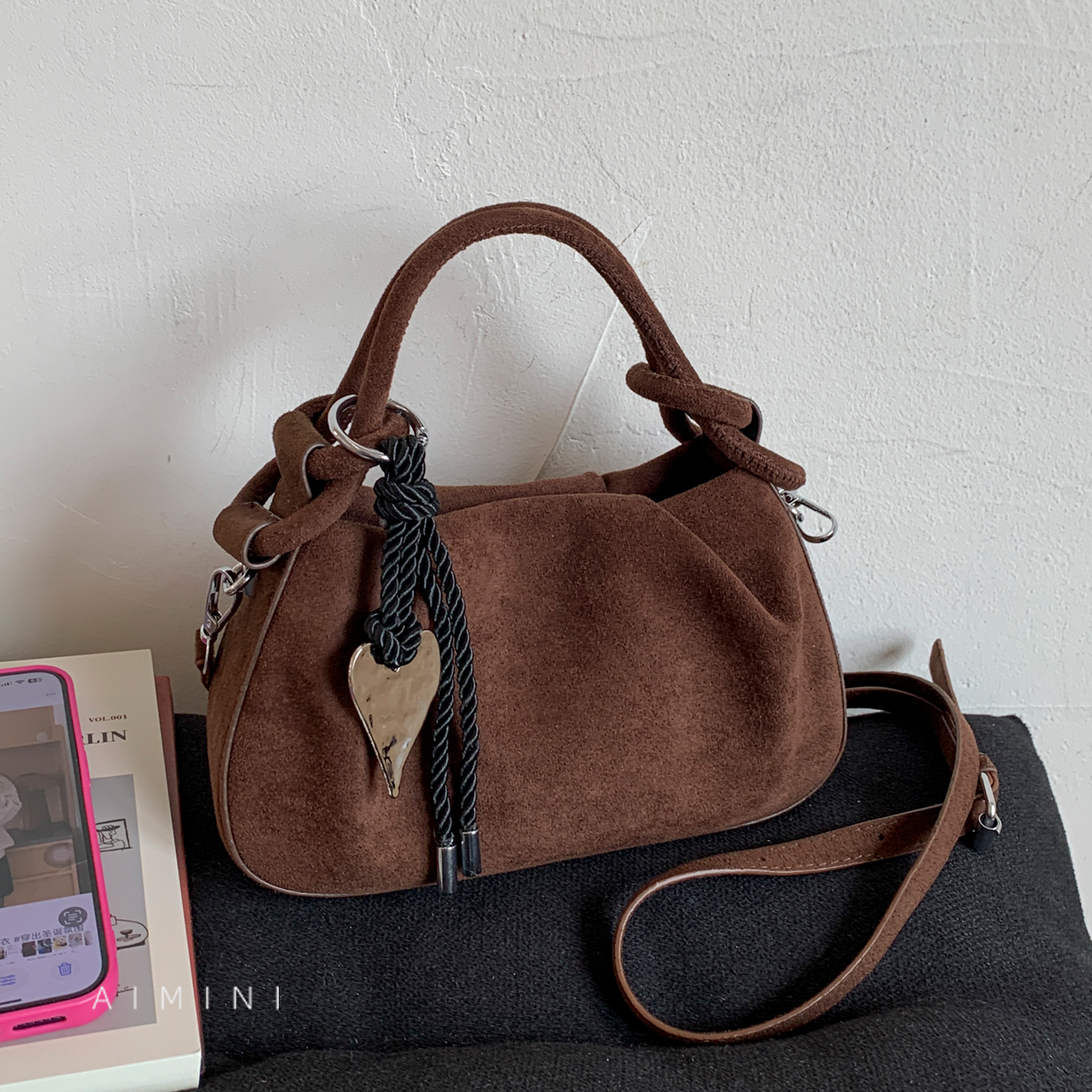 高级感小众绒面手提包女小拎包