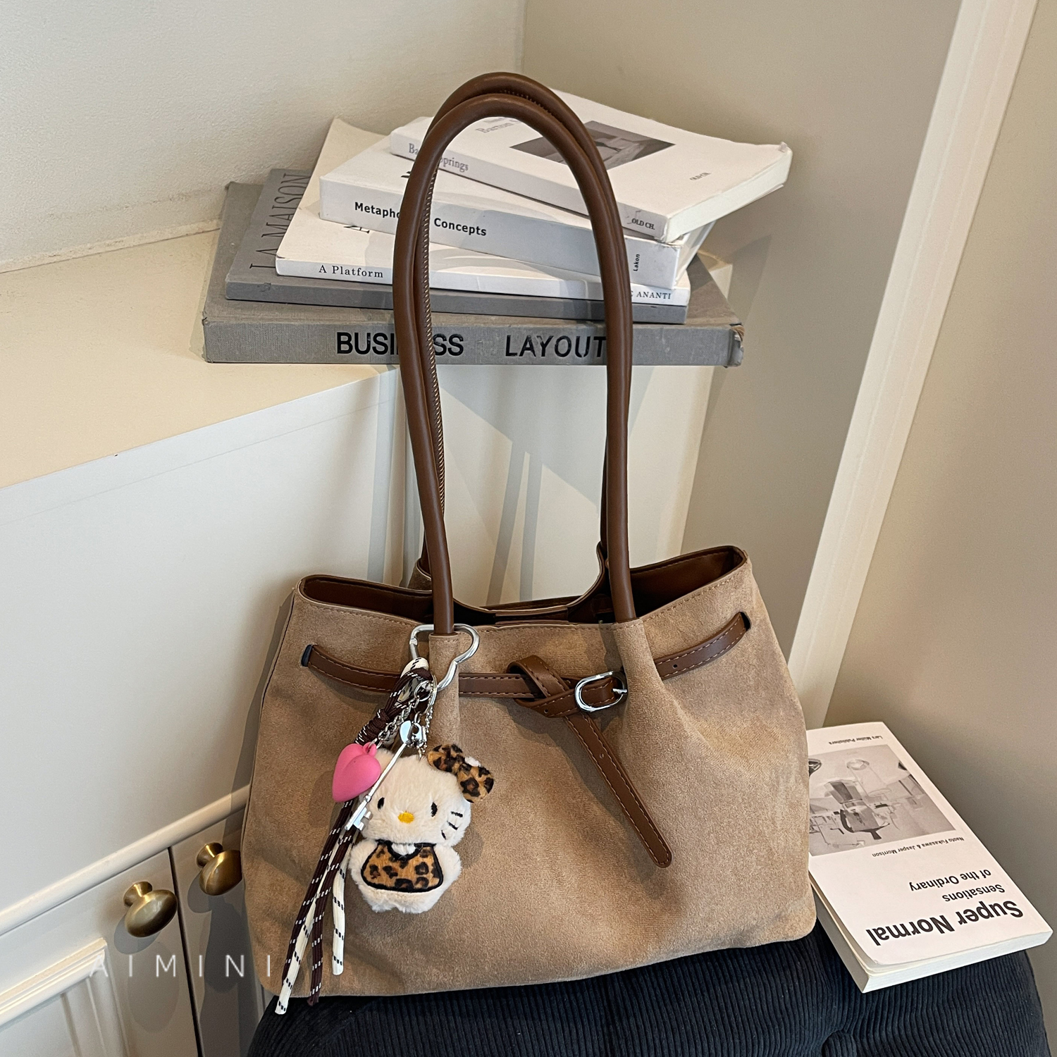 高级感麂皮托特包女大容量