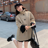 2026春装新款卡其色撞色拼接风衣2C036-F223-P125-K198，女装风衣，2C036