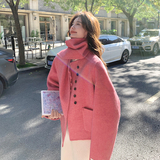 粉色短款小香风双面羊绒大衣女2024秋冬新款小个子超好看羊毛外套，女装毛呢外套，2C036
