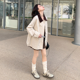 秋装新款奶油杏撞色领风衣外套RF2C036-F352-P150-K218，女装短外套，2C036