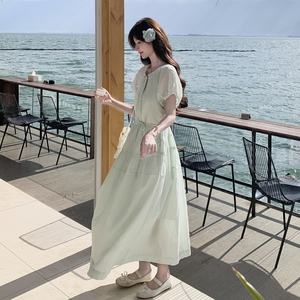 新款 可可旅拍 竹篁绿连衣裙 RF2C036-L512-P135-K198图片