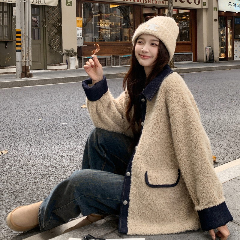 冬季新款 米杏色羊羔毛外套 RF2C036-Y617-P205-K318图片