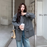 春季灰色拼花外套风衣RF2C036-W561-P175-K278，女装短外套，2C036