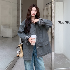 春季 灰色拼花外套风衣 RF2C036-W561-P175-K278图片