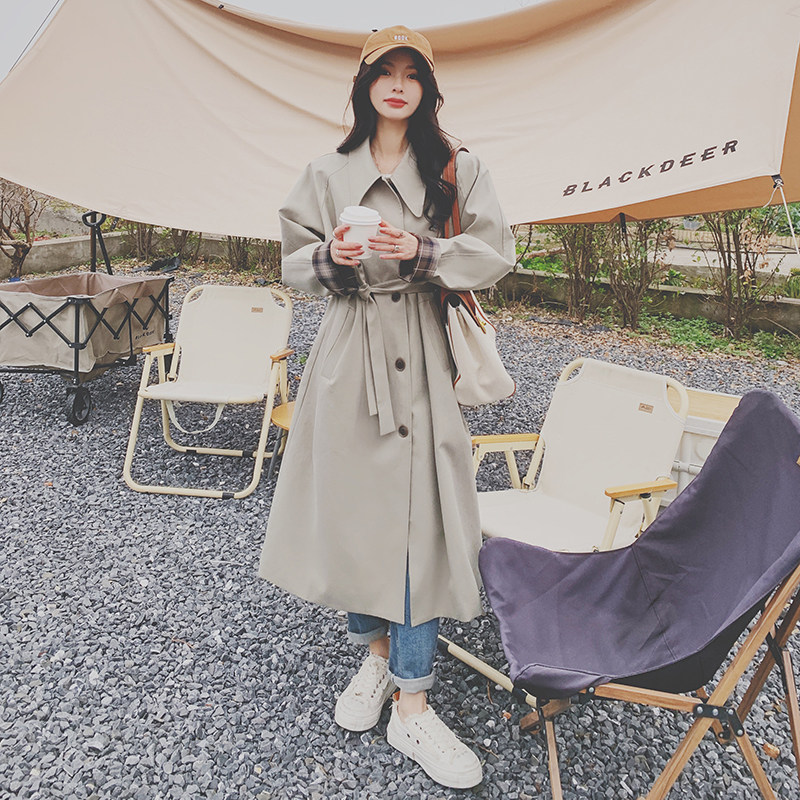 2026春装季女撞色拼接长款风衣 2C036-F191-P145-K208图片