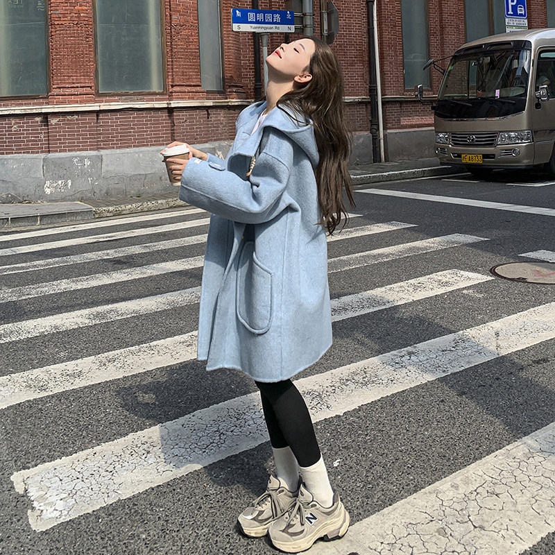 2C036-Y200-P255-K398连帽双面羊毛大衣五色90毛,女装毛呢外套,2C036