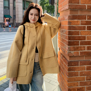 新款小小银杏黄连帽款正70双面羊毛大衣 RF2C036-Y602-P260-K388图片