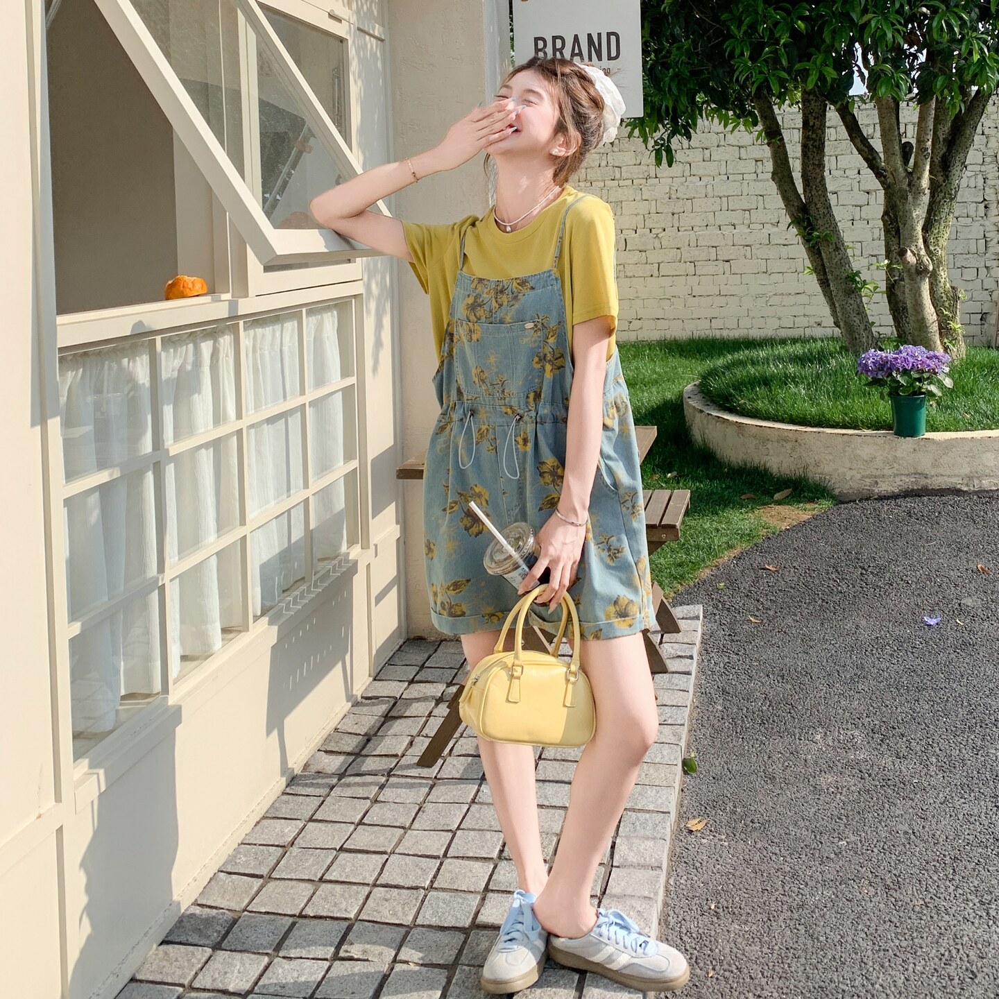 夏新款TT黄色T+印花牛仔套装二件套RF2C036-T501-P135-K198,女装套装/套裙,2C036