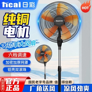 日彩双滚珠轴承工业电风扇商用落强力大风力静音风扇地扇家用立式