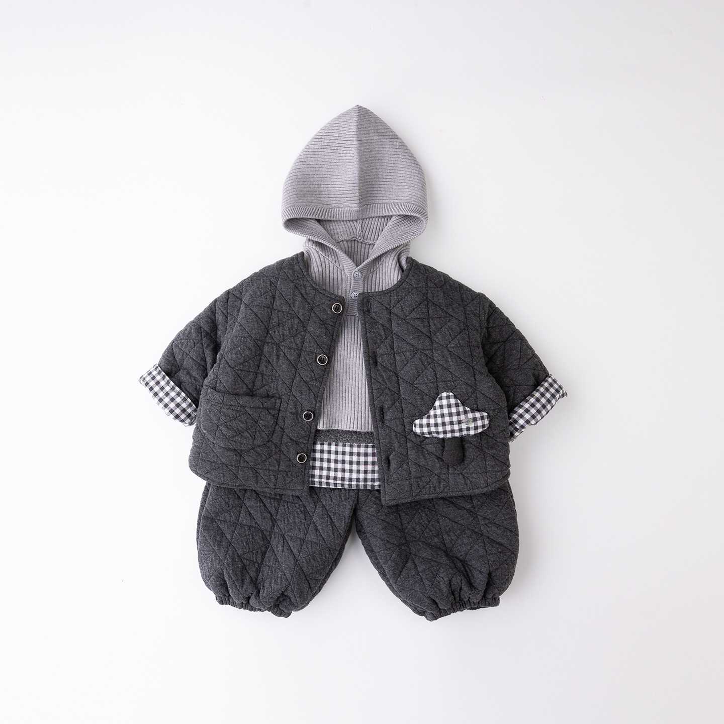 男童秋冬季加厚棉服毛衣三件套