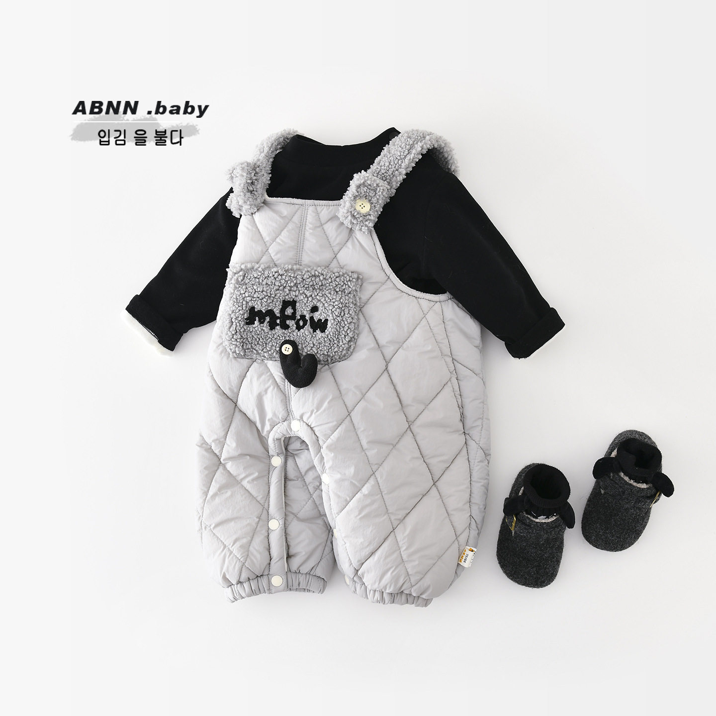 韩版婴儿冬季绗棉加厚加绒保暖与