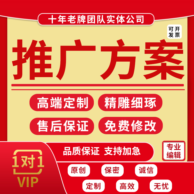 代写推广方案市场活动策划品牌营销企业运营商业项目计划报告ppt