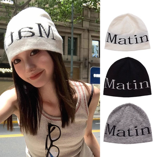 秋冬matin kim韩版街头风字母logo针织帽毛线帽休闲男女冷帽帽子