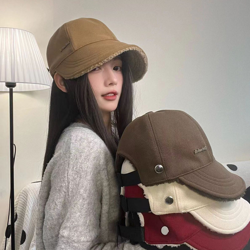 新款加绒防寒保暖正反戴鸭舌帽子女秋冬遮脸韩版显脸小百搭渔夫帽