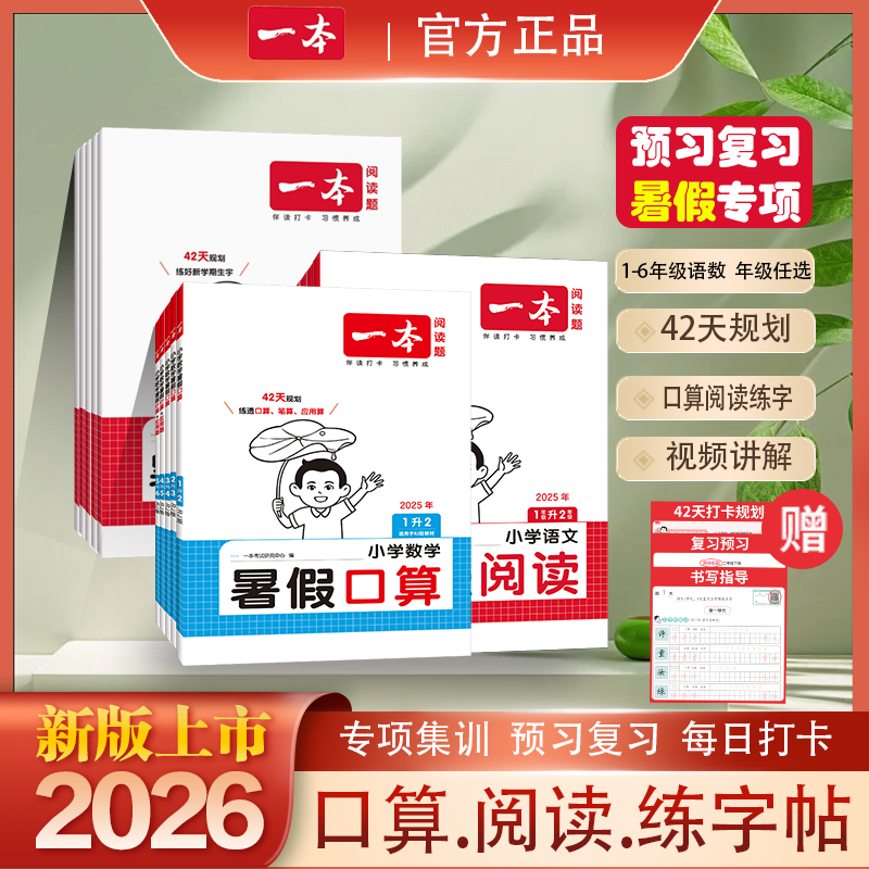 一本暑假阅读一年级二年级三四五年六年级下册人教版小学语文阅读理解专项训练书一升二数学口算二升三练字帖三升四五六衔接一本通