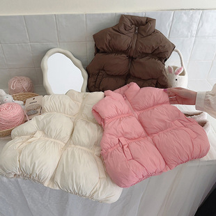 儿童秋冬季多巴胺羽绒棉时尚马甲女童宝宝短款加厚保暖韩版棉背心