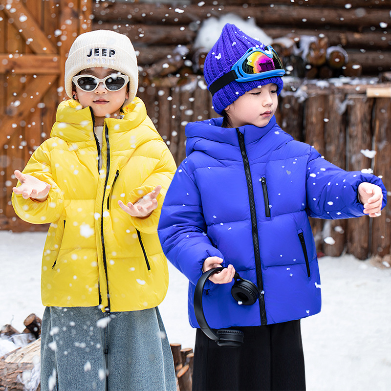 儿童羽绒服男童女童保暖连帽面包服中大童羽绒外套防风加厚冬装
