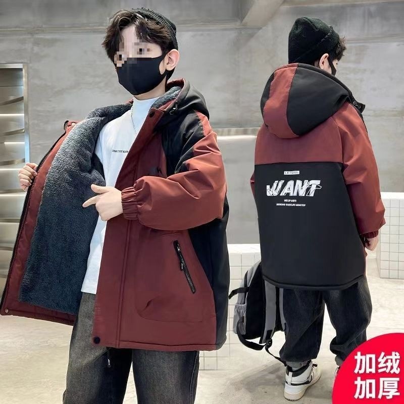 男童冬装加绒棉服2025外套新款儿童冬季克服男孩加厚冲锋衣