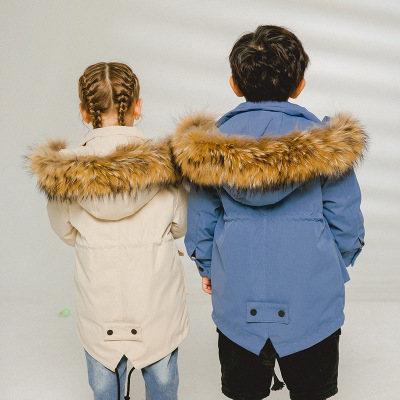 儿童中长款羽绒服秋冬男女童装加厚派克服中小童保暖外套充绒