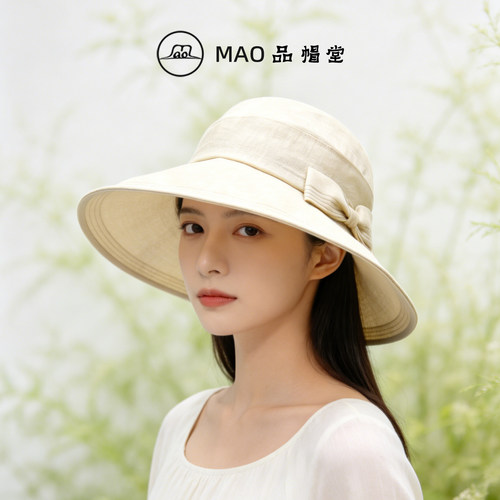 春夏防晒轻薄宽檐蝴蝶结渔夫帽女