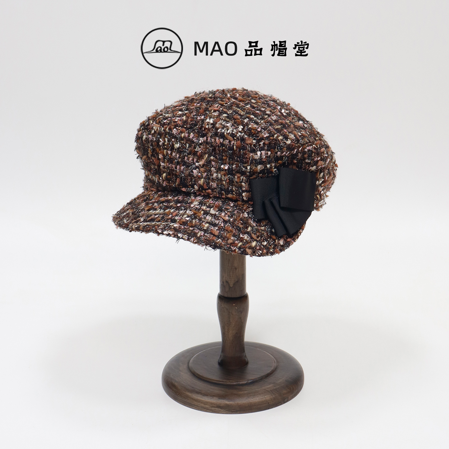 新款蝴蝶结羊毛报童帽女