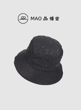 MAO品帽堂 亚麻满天星点钻格纹渔夫帽女春夏季出游遮阳帽时尚盆帽
