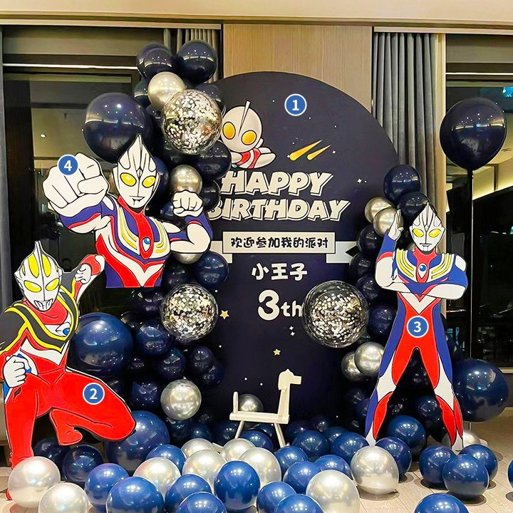 奥特曼生日布置场景装饰背景男孩