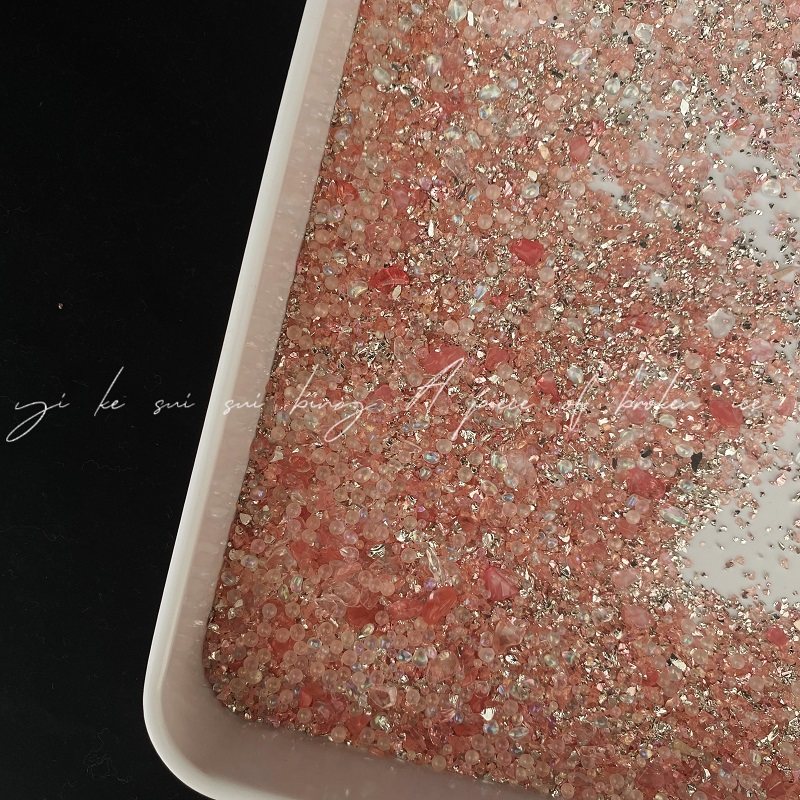 【草莓碎碎冰】ins风碎石高级风暴diy滴胶装饰点缀闪矿石穿戴美甲