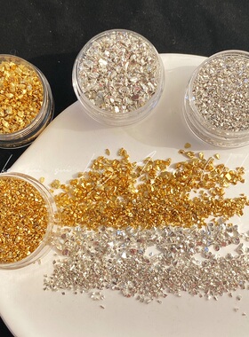 金属风暴碎石美甲材料赛博风电镀水晶玻璃碎矿石DIY奶油胶装饰