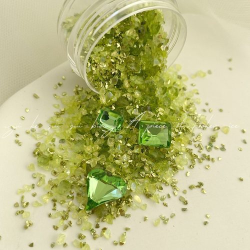 【橄榄绿】原创美甲碎石高级宝石