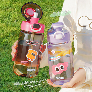 耐高温水杯女生新款 2025高颜值可爱儿童吸管杯学生大容量便携杯子