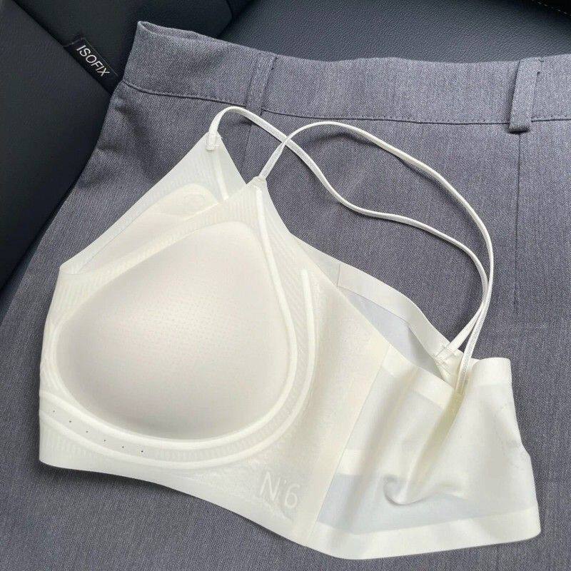 超细闪肩带冰丝凉感内衣女夏季薄款小胸聚拢无痕隐形舒适文胸美背