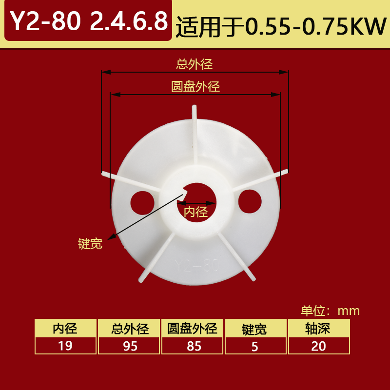 新款YE2电机扇叶片YX2三相电动机风叶加厚塑料风扇叶Y2-160马达散