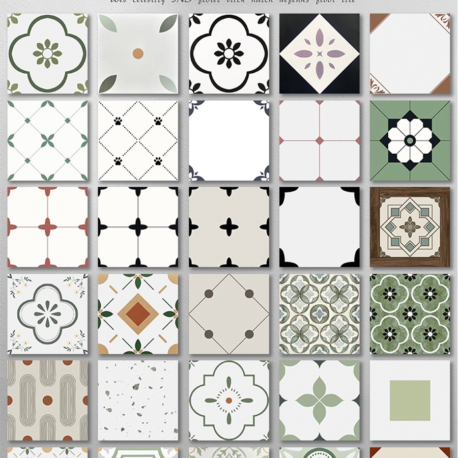 娘惹花砖400x400厨房卫生间瓷砖法式复古奶油风浴室阳台防滑地砖