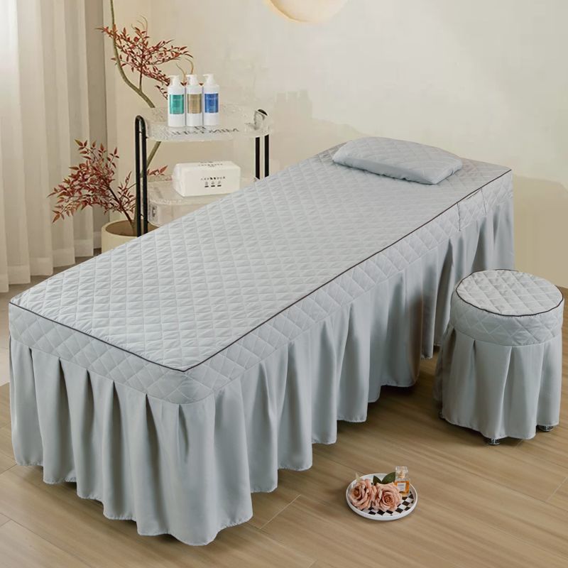 理疗美体纯色床罩纯棉套凌至美容院美容加厚两件套洗头床按摩