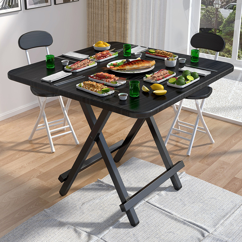 摆摊可折叠桌家用餐桌简易便携式饭桌出租房正方形小户型吃饭桌子