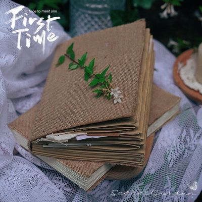 复古麻布手账本空白牛皮纸做旧毛边手帐本diy手工笔记本加厚本子