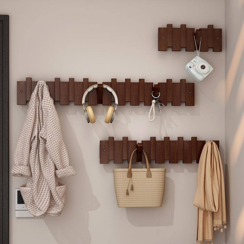 钢琴键挂衣架墙上壁挂衣钩玄关进门挂钩入户卧室实木免打孔衣帽架
