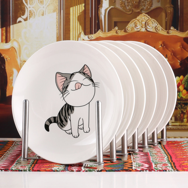 6个盘子家用陶瓷菜盘子7-8英寸圆盘纯白碟简约饭菜盘子微波炉餐具,餐饮具,盘,淘宝优惠券,粉丝福利购,淘宝优惠卷