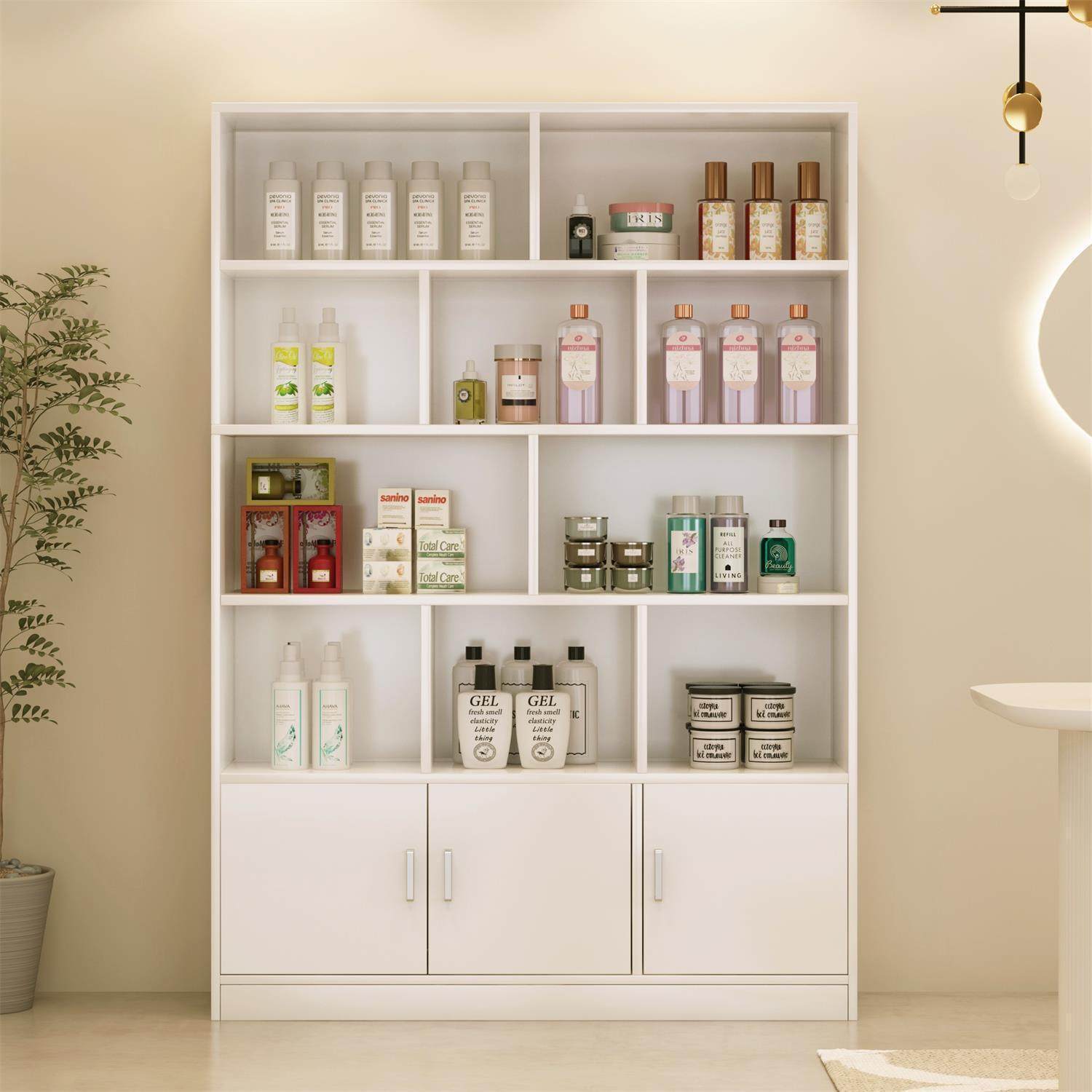 理发店产品展示柜落地化妆品展柜美容院简约陈列柜店铺货柜