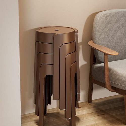 塑料凳子加厚家用餐桌熟胶凳简约高板凳北欧客厅靠背方圆风车登子