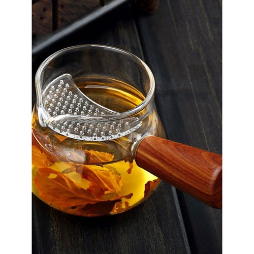 日式耐热玻璃侧把公道杯过滤分茶器功夫茶具茶海大容量手把锤纹壶