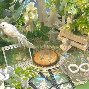 拍周边谷美道具小摆件绿色一全套装 饰小卡拍照道具相框 吧唧装