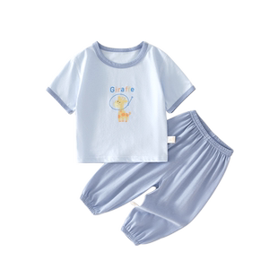 宝宝衣服婴儿夏装t体恤衫夏天婴幼儿防蚊裤分体套装夏季薄款纯棉a