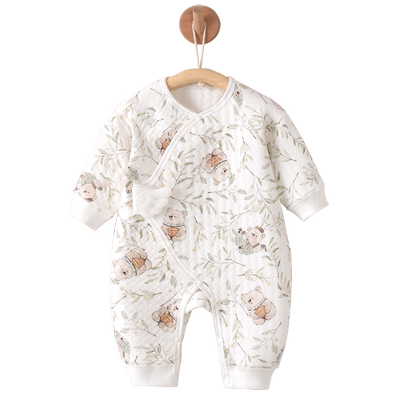 小聪熊新生婴儿连体衣纯棉秋冬季